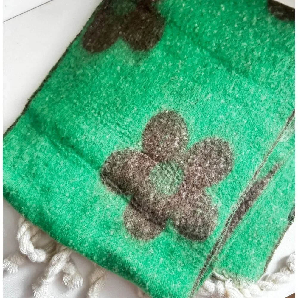 Green Floral Cozy Reversible Large Massive Scarf